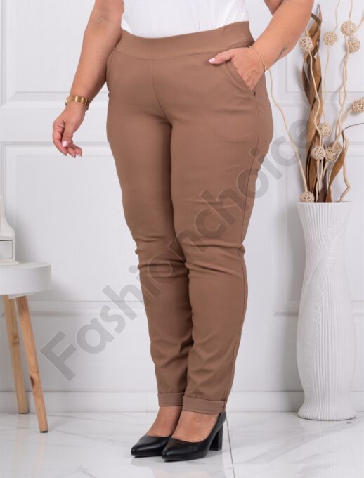 Plus size παντελόνι Push up ελαστικό-καμηλό-κωδ 24348-22