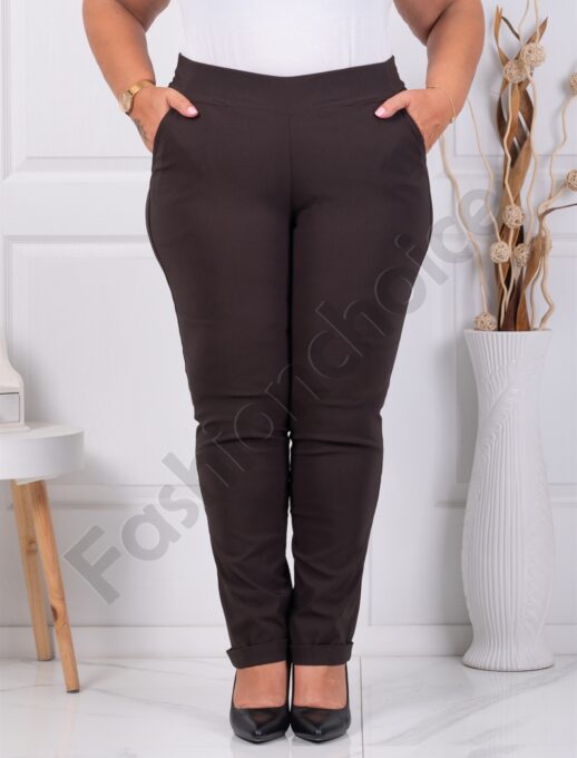 Plus size παντελόνι Push up ελαστικό-καφέ-κωδ 24348-21