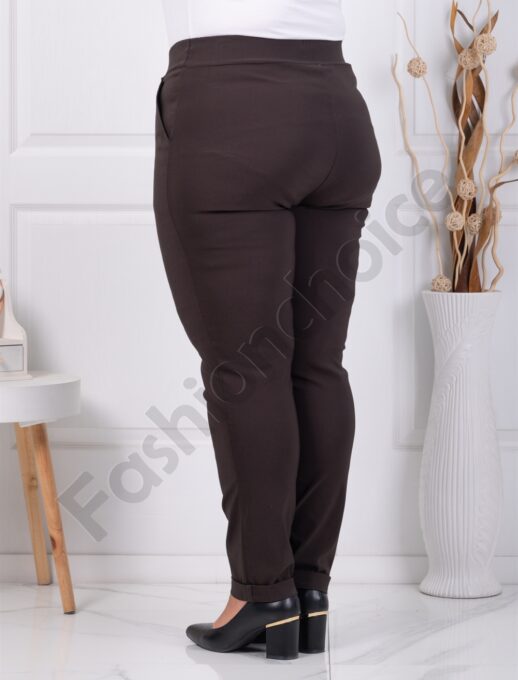 Plus size παντελόνι Push up ελαστικό-καφέ-κωδ 24348-21