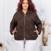 Plus size ζακέτα με κουκούλα-καφέ-κωδ 5062-4