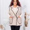 Plus size μπουκλέ γιλέκο-μπεζ-κωδ 3835-2