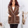 Plus size μπουκλέ γιλέκο-καφέ-κωδ 3835-1