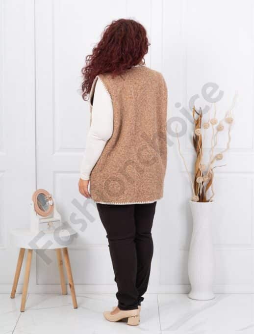 Plus size μπουκλέ γιλέκο-μόκα-κωδ 3835-3