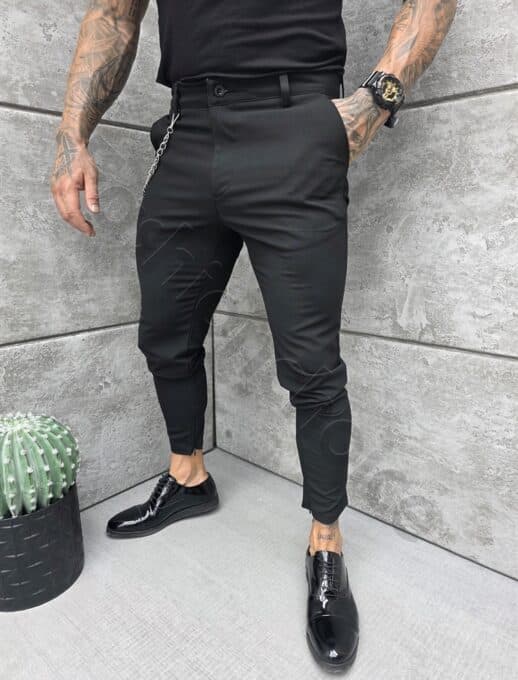 Ανδρικό κομψό παντελόνι Slim Fit-μαύρο-κωδ 2450