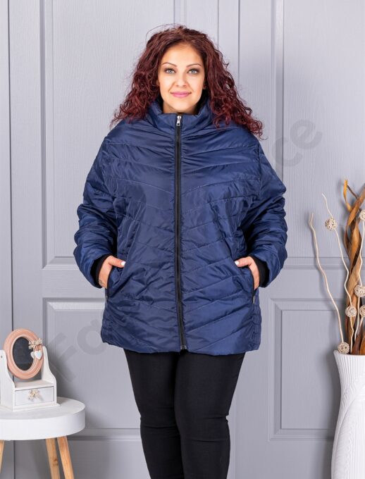 Plus size καπιτονέ μπουφάν-σκούρο μπλε-κωδ 25049-2