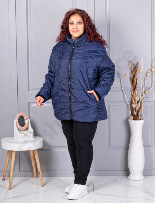 Plus size καπιτονέ μπουφάν-σκούρο μπλε-κωδ 25049-2