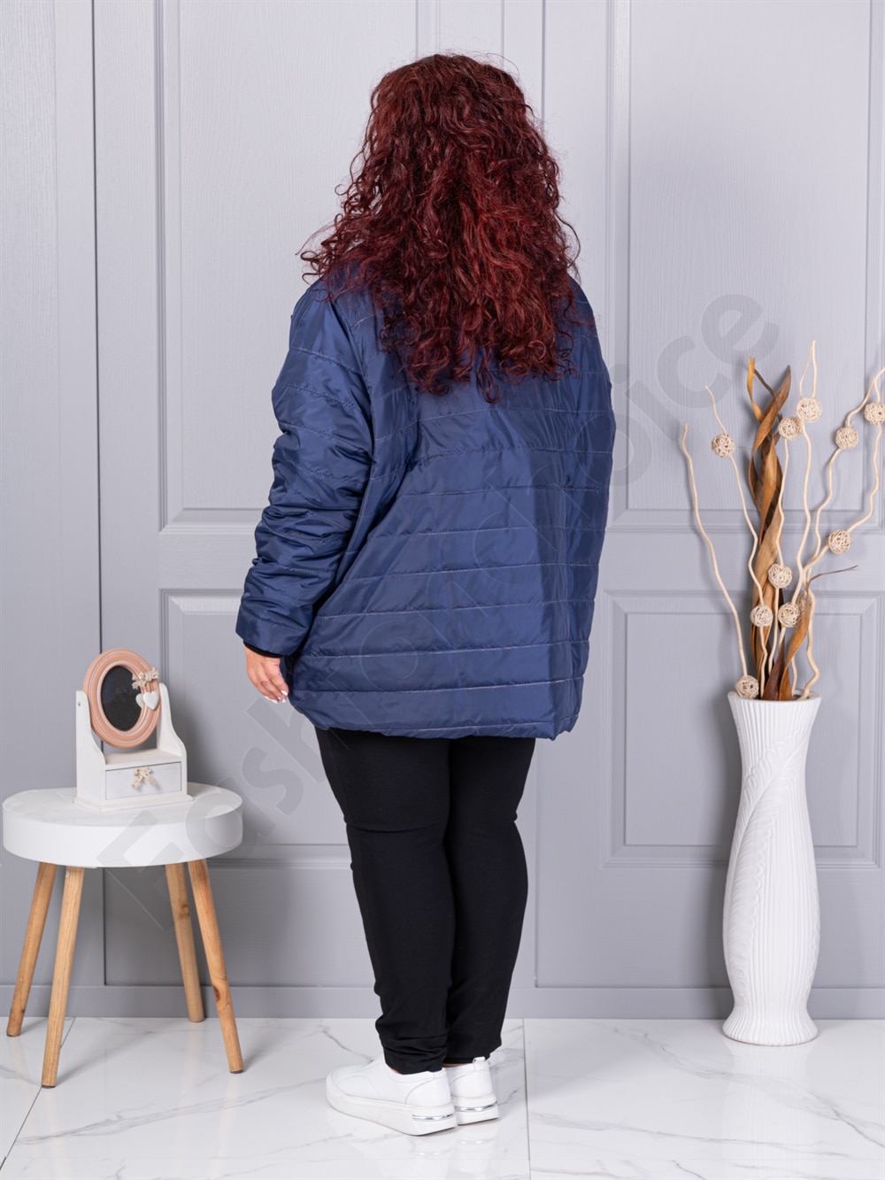 Plus size καπιτονέ μπουφάν-σκούρο μπλε-κωδ 25049-2
