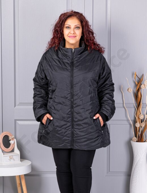 Plus size καπιτονέ μπουφάν-μαύρο-κωδ 25049