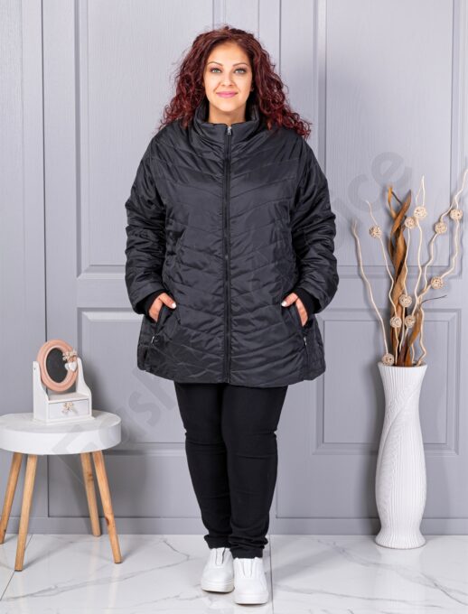 Plus size καπιτονέ μπουφάν-μαύρο-κωδ 25049