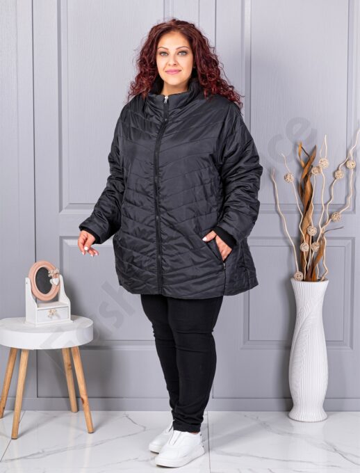 Plus size καπιτονέ μπουφάν-μαύρο-κωδ 25049