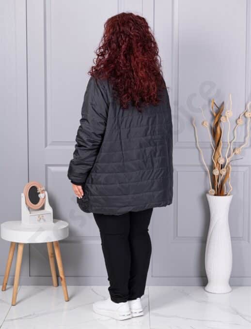 Plus size καπιτονέ μπουφάν-μαύρο-κωδ 25049