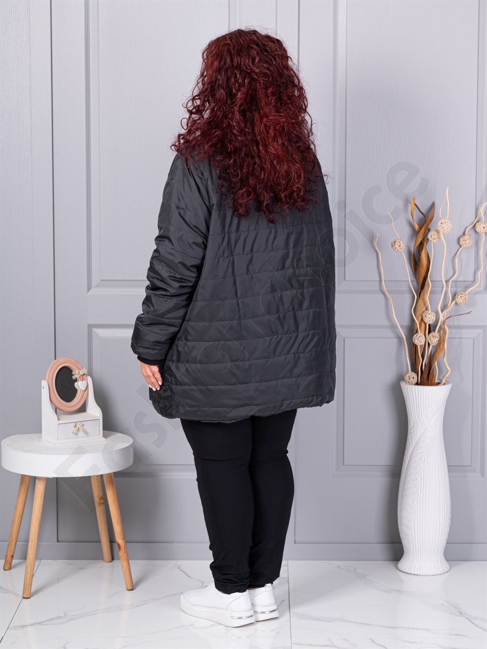 Plus size καπιτονέ μπουφάν-μαύρο-κωδ 25049