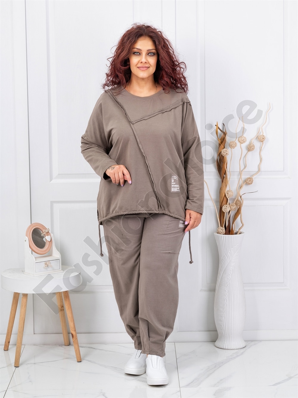 Plus size σετ φόρμας-μόκα-κωδ 11406-1