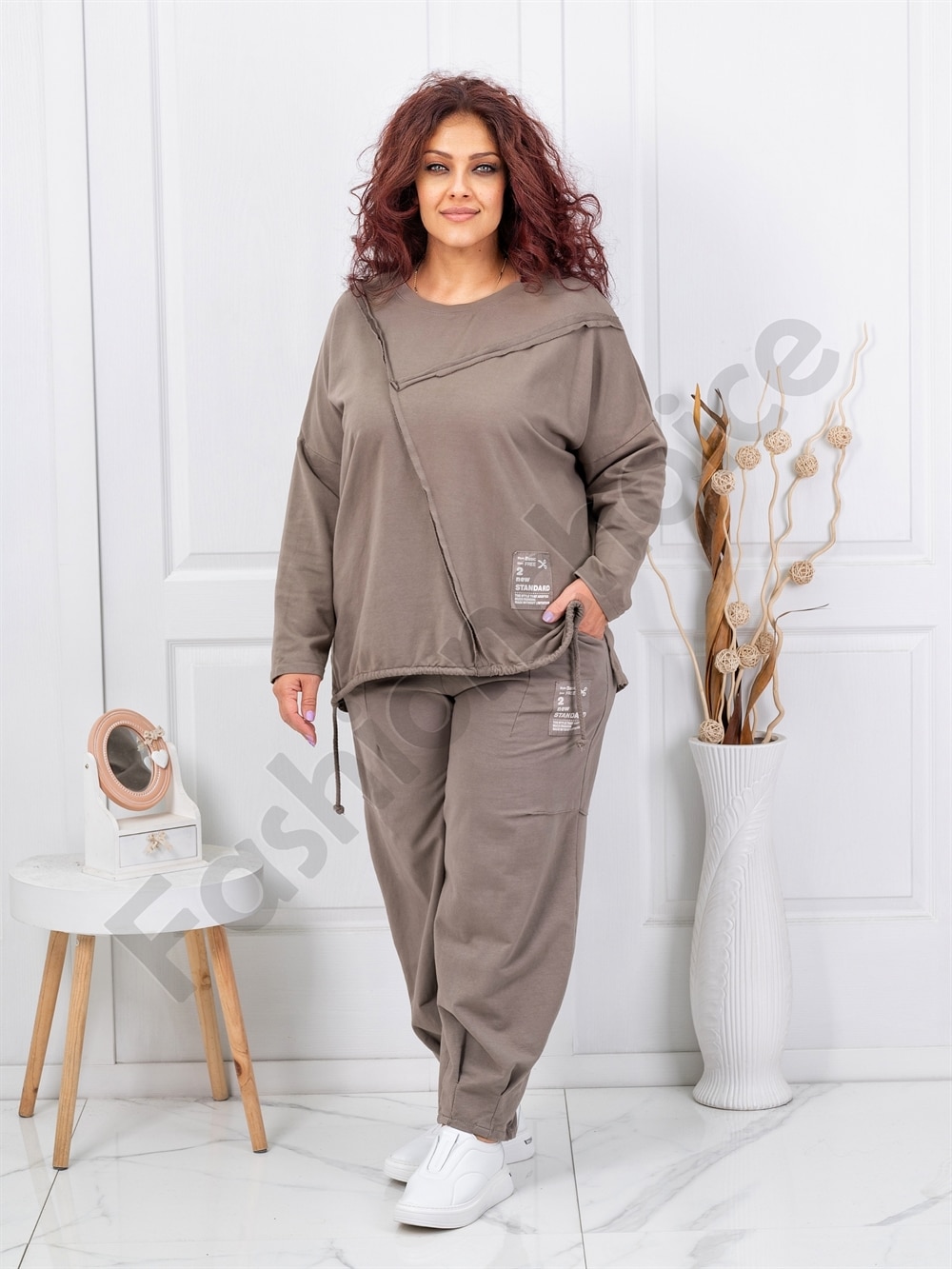 Plus size σετ φόρμας-μόκα-κωδ 11406-1