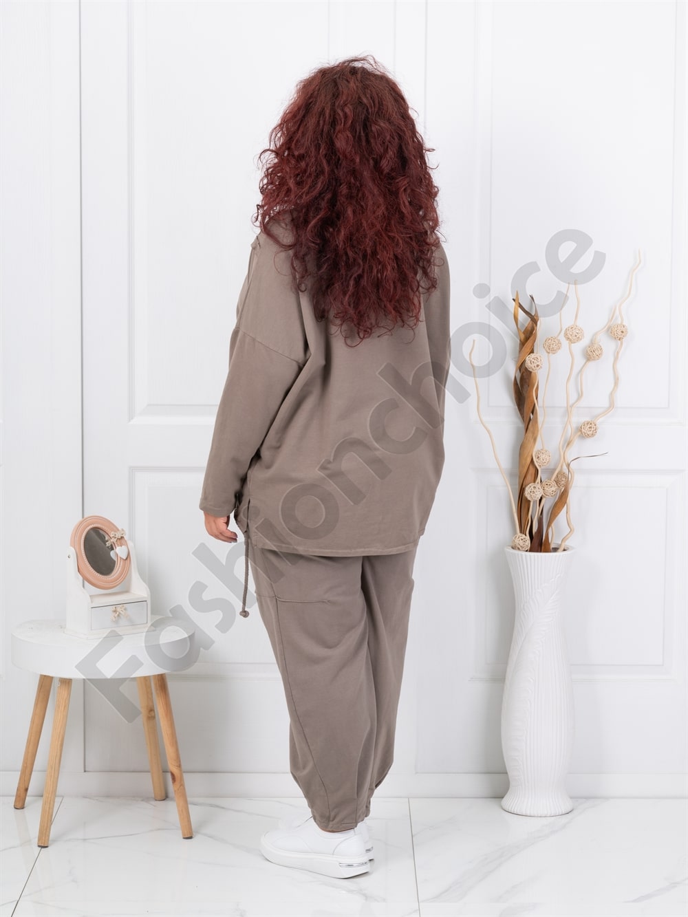 Plus size σετ φόρμας-μόκα-κωδ 11406-1
