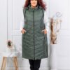 Plus size αμάνικο μπουφάν καπιτονέ μακρύ-χακί-κωδ 24048-3