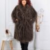 Plus size παλτό γούνα μακριά τρίχα-καφέ-κωδ LT07