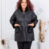 Plus size μπουφάν με εφέ σουέτ δέρματος και γούνα-μαύρο-κωδ 1135
