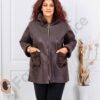 Plus size μπουφάν με εφέ σουέτ δέρματος και γούνα-καφέ-κωδ 1135-2