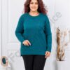 Plus size μπλούζα ψιλή πλέξη-πετρόλ-κωδ 21003-6