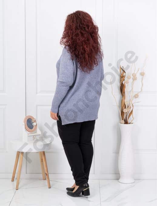 Plus size μπλούζα ψιλή πλέξη-γκρι-κωδ 21003-2