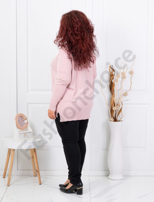 Plus size μπλούζα ψιλή πλέξη-ροζ-κωδ 21003-7