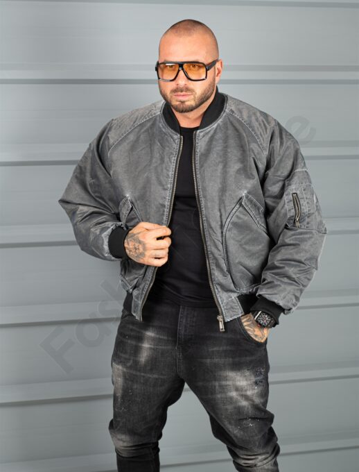 Ανδρικο μπουφάν Bomber Oversize-γκρι-κωδ 6011