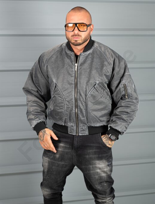 Ανδρικο μπουφάν Bomber Oversize-γκρι-κωδ 6011
