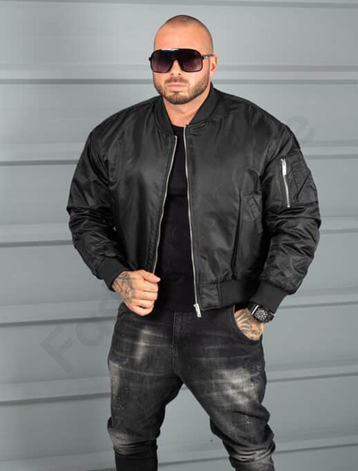 Ανδρικο μπουφάν Bomber Oversize-μαύρο-κωδ 10122