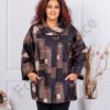Plus size παλτό με γεωμετρικά σχέδια-καφέ/μαύρο-κωδ 251149