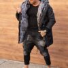 Καπιτονέ μπουφάν παρκά με γούνα-μαύρο-κωδ 3706