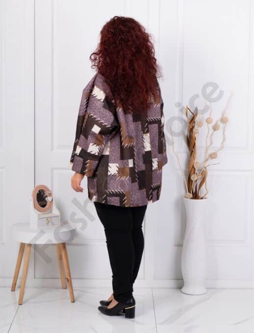 Plus size παλτό με γεωμετρικά σχέδια-λιλά-κωδ 251149-3