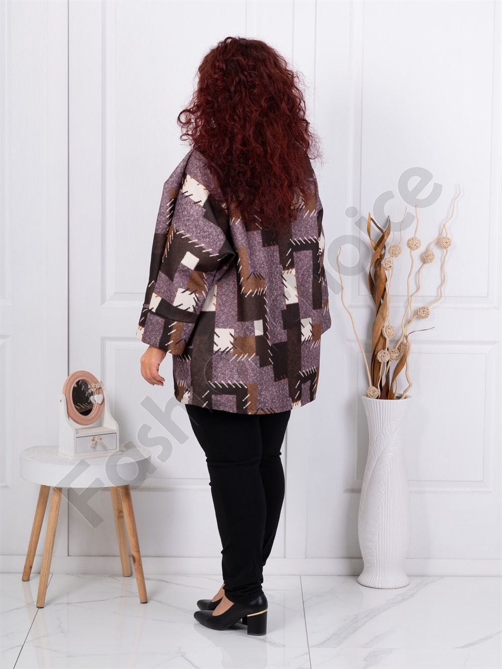 Plus size παλτό με γεωμετρικά σχέδια-λιλά-κωδ 251149-3