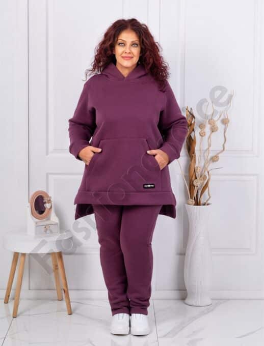 Plus size σετ φόρμα με φούτερ-μωβ-κωδ 1470-2
