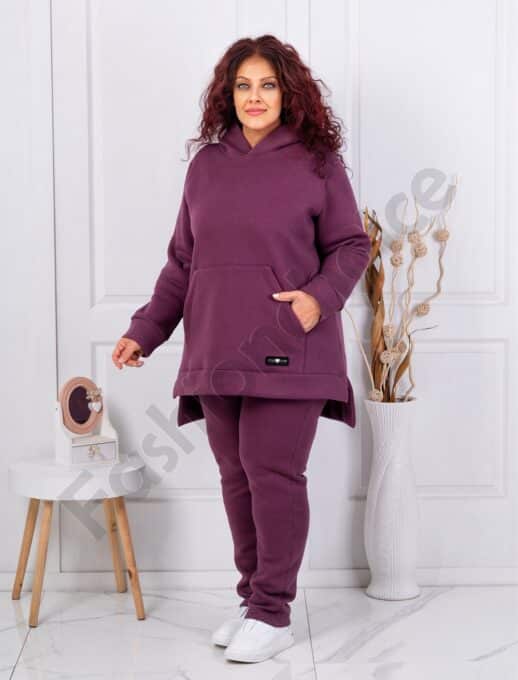 Plus size σετ φόρμα με φούτερ-μωβ-κωδ 1470-2