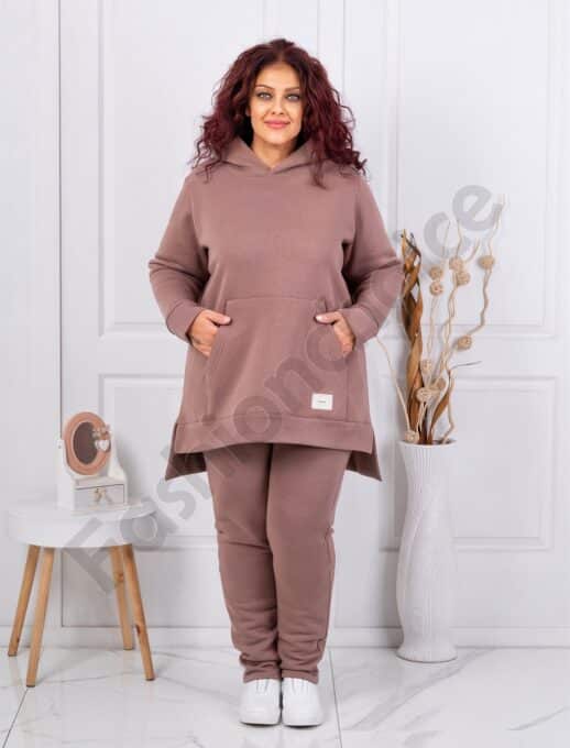 Plus size σετ φόρμα με φούτερ-μόκα-κωδ 1470-4