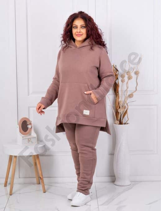 Plus size σετ φόρμα με φούτερ-μόκα-κωδ 1470-4