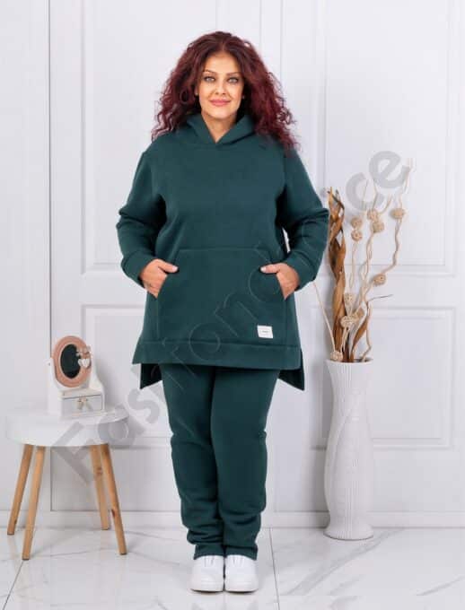 Plus size σετ φόρμα με φούτερ-πράσινο κυπαρισσί-κωδ 1470-1