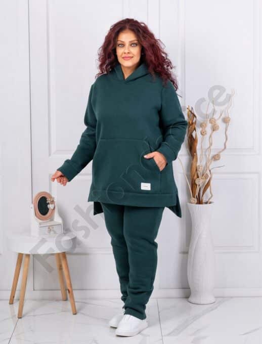 Plus size σετ φόρμα με φούτερ-πράσινο κυπαρισσί-κωδ 1470-1