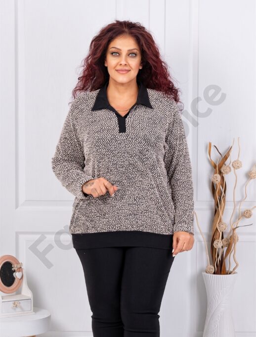 Plus size γυναικεία μπουκλέ μπλούζα-εκρού-κωδ 25361