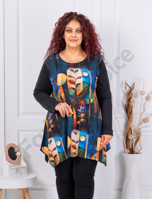 Plus size ανκορά τουνίκ-πολύχρωμα σχέδια-κωδ 25126-4