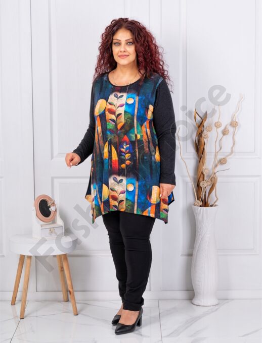 Plus size ανκορά τουνίκ-πολύχρωμα σχέδια-κωδ 25126-4
