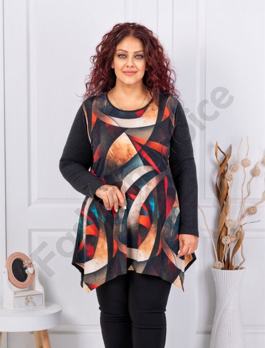 Plus size ανκορά τουνίκ-ακανόνιστο σχέδιο-κωδ 25126