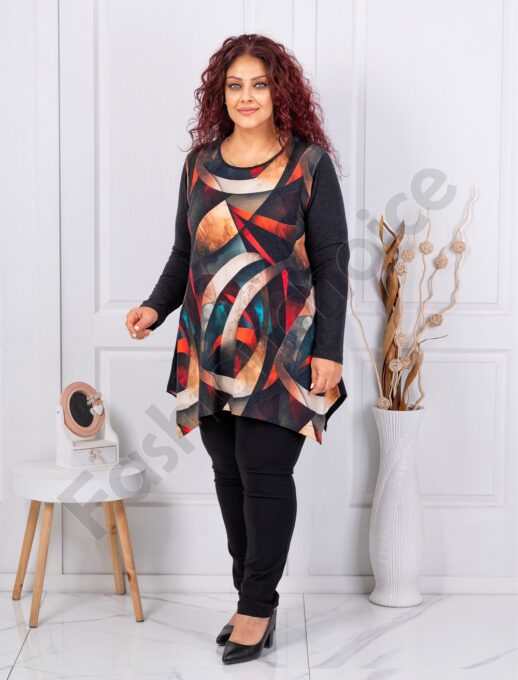 Plus size ανκορά τουνίκ-ακανόνιστο σχέδιο-κωδ 25126