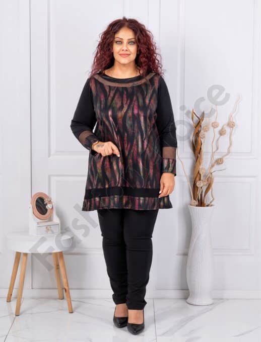 Plus size τουνίκ με λεπτομέρεια δίχτυ-κωδ 1309