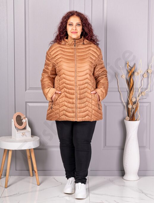 Plus size γυναικείο μπουφάν με κουκούλα /9XL-13XL/-ταμπά-κωδ 2328-2