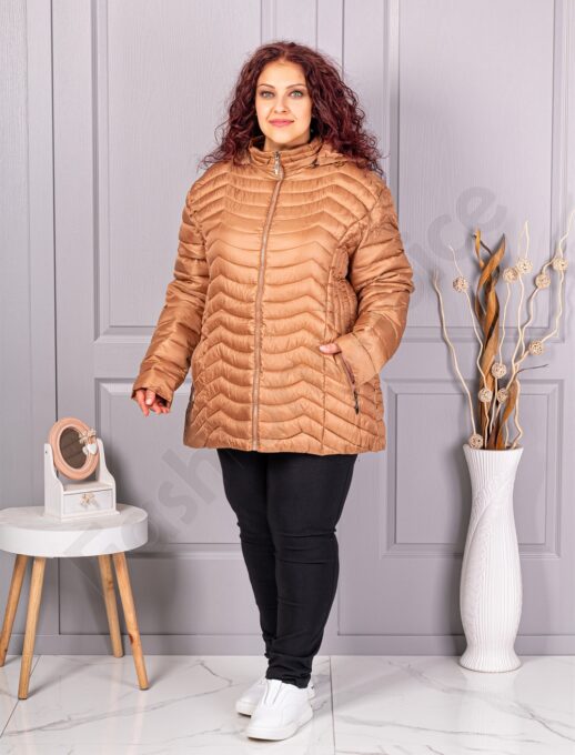 Plus size γυναικείο μπουφάν με κουκούλα /9XL-13XL/-ταμπά-κωδ 2328-2