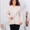 Plus size πλεκτή μπλούζα με στρας-μπεζ-κωδ 85708-4