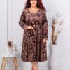 Plus size φόρεμα με βελούδινη υφή-καφέ-κωδ 64241-1