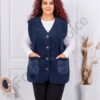 Plus size μπουκλέ γιλέκο με τσέπες-σκούρο μπλε-κωδ 2185-6